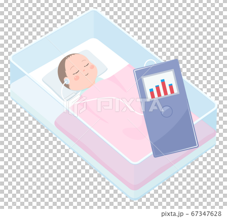 Illustration of newborn hearing screening _ OAE_ under examination Illustration of newborn hearing screening _ OAE_ under examination 67347628
