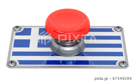 Push button with Greek flag, 3D rendering Push button with Greek flag, 3D rendering 67349209