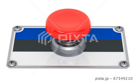 Push button with Estonian flag, 3D rendering 67349210