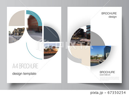 Vector layout of A4 cover mockups design templates for brochure, flyer layout, booklet, cover design, book, brochure cover. Background with circle round banners. Corporate business concept template. Vector layout of A4 cover mockups design templates for brochure, flyer layout, booklet, cover design, book, brochure cover. Background with circle round banners. Corporate business concept template. 67350254