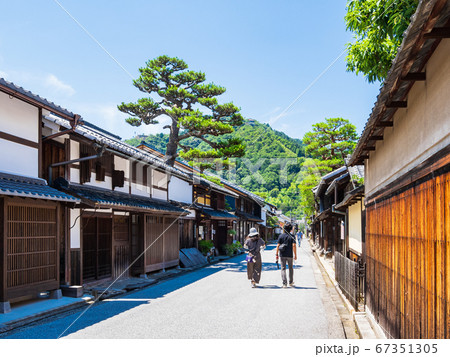 近江八幡 古い町並みが残る新町通りの写真素材