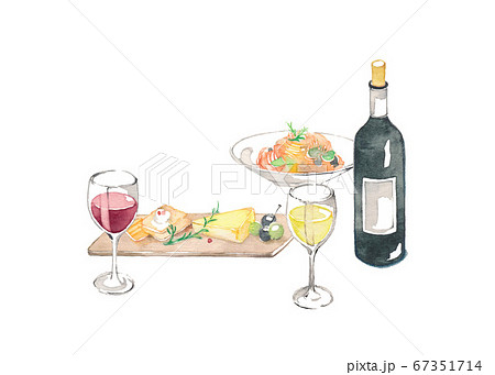 イタリア料理とワインの並ぶディナー イタリア料理とワインの並ぶディナー 67351714