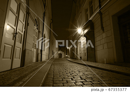 Night street of old Prague Under the light of Night street of old Prague Under the light of 67355377