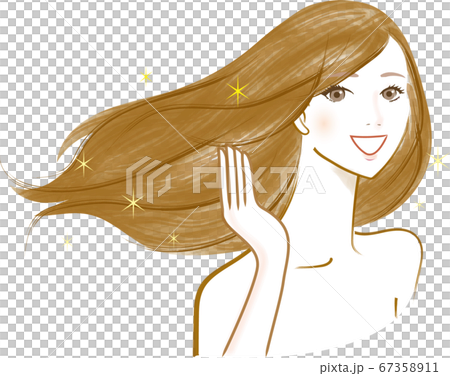 水彩風の髪をなびかせるロングヘアの女性のイラストのイラスト素材 水彩風の髪をなびかせるロングヘアの女性のイラストのイラスト素材