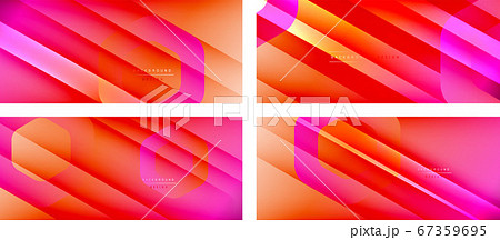 Set of hexagon geometric shapes and fluid gradients with 3d shadow and light straight lines, minimal abstract backgrounds Set of hexagon geometric shapes and fluid gradients with 3d shadow and light straight lines, minimal abstract backgrounds 67359695