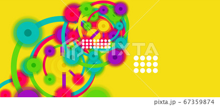 Flat style geometric abstract background, round dots or circle connections on color background. Technology network concept. 67359874