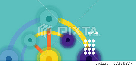 Flat style geometric abstract background, round dots or circle connections on color background. Technology network concept. 67359877