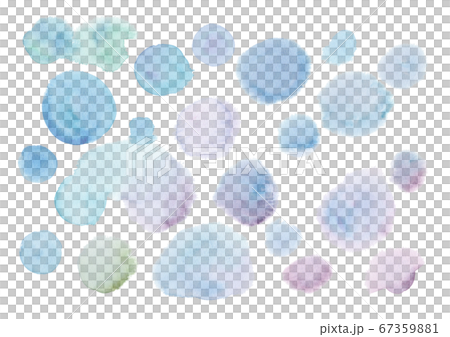 にじんだ水彩絵の具の水玉いろいろ 67359881