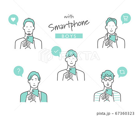 スマホを使う男性のイラスト素材 スマホを使う男性のイラスト素材 67360323