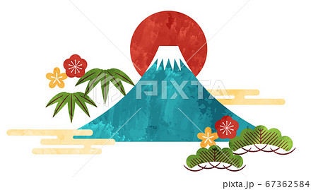 初日の出と富士山のイラスト素材