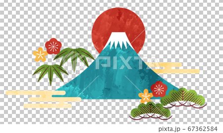 初日の出と富士山のイラスト素材