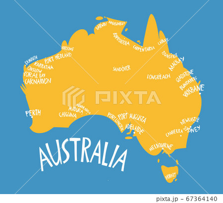 Vector hand drawn stylized map of Australia. 67364140