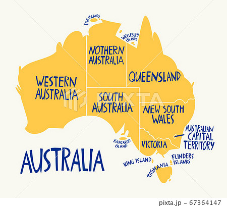 Vector Hand Drawn Stylized Map Of Australia. - Stock Illustration [67364147] - Pixta