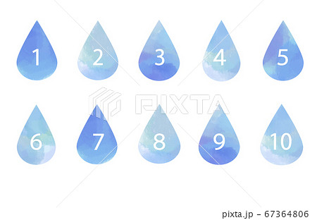雨　雫　ドロップ型のイラスト　手順説明用アイコン　ベクター  67364806