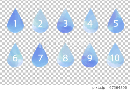 雨　雫　ドロップ型のイラスト　手順説明用アイコン　ベクター  67364806