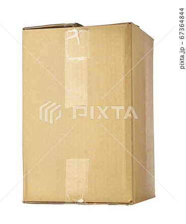 Cardboard isolated box on white background. Close 67364844