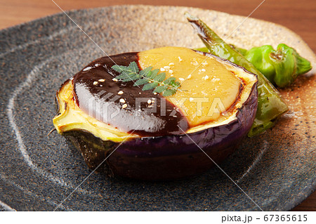 賀茂茄子の味噌田楽の写真素材