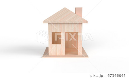 The wood house on white background 3d rendering 67366045
