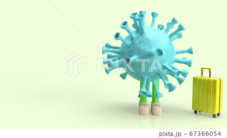 A coronavirus and suite case for travel content 3d rendering   67366054