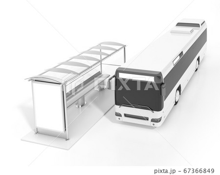 Modern Bus Stop With Blank White Poster Close のイラスト素材