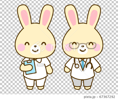 Pediatric doctor nurse rabbit illustration - Stock Illustration ...