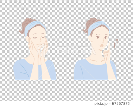 スキンケアする女性_ベタ 67367875