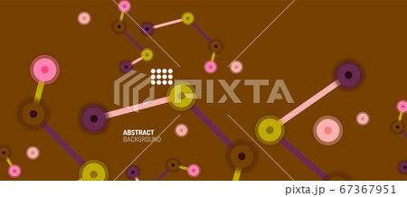 Flat style geometric abstract background, round dots or circle connections on color background. Technology network concept. Flat style geometric abstract background, round dots or circle connections on color background. Technology network concept. 67367951