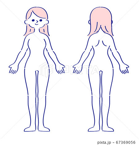 女性の全身 前後 ブルー 女性の全身 前後 ブルー 67369056