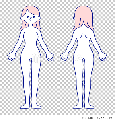 女性の全身 前後 ブルー 女性の全身 前後 ブルー 67369056
