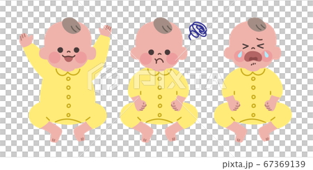 ご機嫌、不機嫌、泣く赤ちゃん　主線無し 67369139