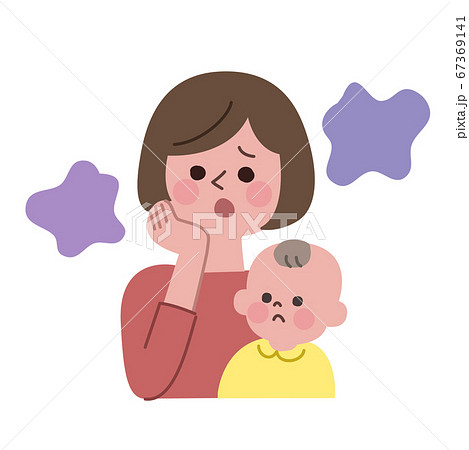 育児、子育てについて悩むお母さん 主線無し 育児、子育てについて悩むお母さん 主線無し 67369141