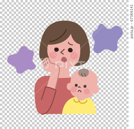 育児、子育てについて悩むお母さん 主線無し 育児、子育てについて悩むお母さん 主線無し 67369141