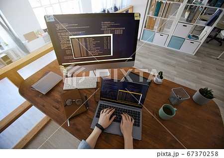IT Developer at Workplace Above View IT Developer at Workplace Above View 67370258
