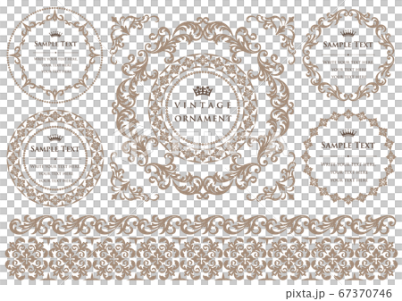 Vintage ornament set. Borders and various frame materials. Vintage ornament set. Borders and various frame materials. 67370746
