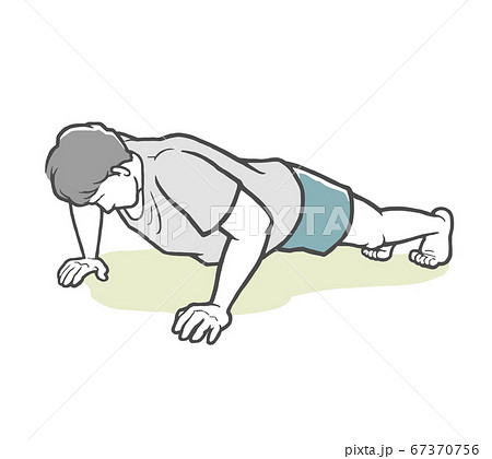 腕立て伏せをする若い男性のイラスト素材