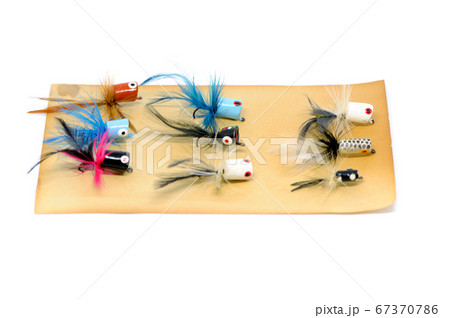 Fly for fishing on white background . Fly for fishing on white background . 67370786