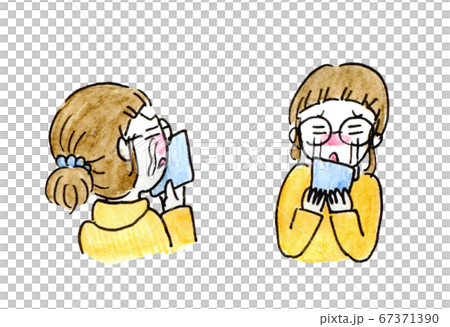 兩個哭泣的婦女水彩插圖 兩個哭泣的婦女水彩插圖 67371390