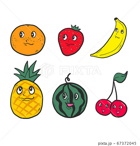ポップな果物のキャラクターのイラスト素材