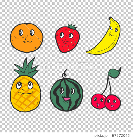 ポップな果物のキャラクターのイラスト素材