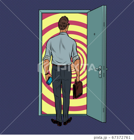 A male businessman on the threshold of a new solution A male businessman on the threshold of a new solution 67372761