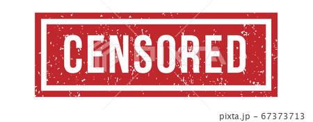 Red grunge censored word rubber stamp sign. Scratched seal in rectangular frame or border for checked content 67373713