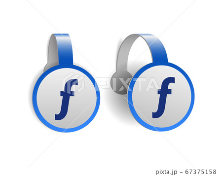 Florin currency vector icon, mathematical function symbol sign, Hungarian Forint sign on Blue advertising wobblers 67375158