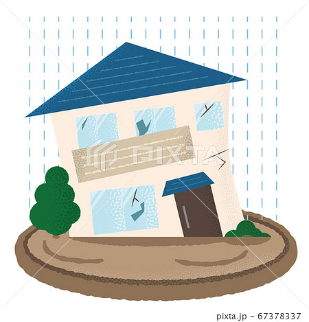 水害を受ける住宅のベクターイラスト 水害を受ける住宅のベクターイラスト 67378337