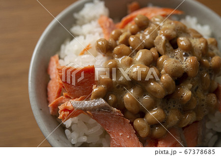 鮭と納豆のごはん 鮭と納豆のごはん 67378685