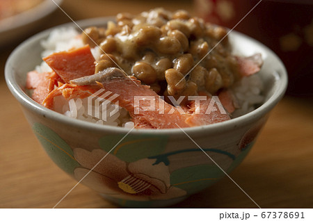 鮭と納豆のごはん 鮭と納豆のごはん 67378691