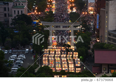 照国神社の美しい六月灯の写真素材