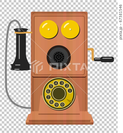 レトロな片耳の壁掛け電話(デルビル磁石式電話機)のイラスト レトロな片耳の壁掛け電話(デルビル磁石式電話機)のイラスト 67381546