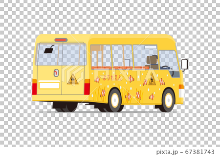 Yellow kindergarten shuttle bus (diagonally facing backward) 67381743