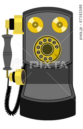 レトロな壁掛け電話 デルビル磁石式電話機 のイラストのイラスト素材