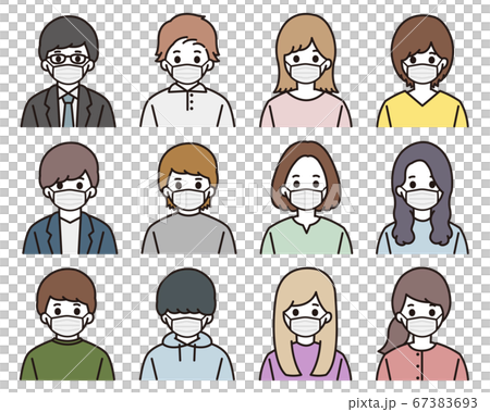 男性 女性 アイコン マスク イラスト 67383693